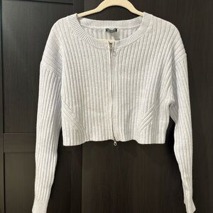 wild fable Light Blue Ribbed Zip Cardigan